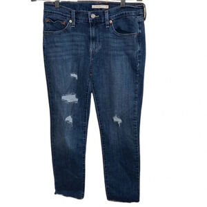Levi's Medium Wash Distressed Boyfriend Cropped Jeans Size 27